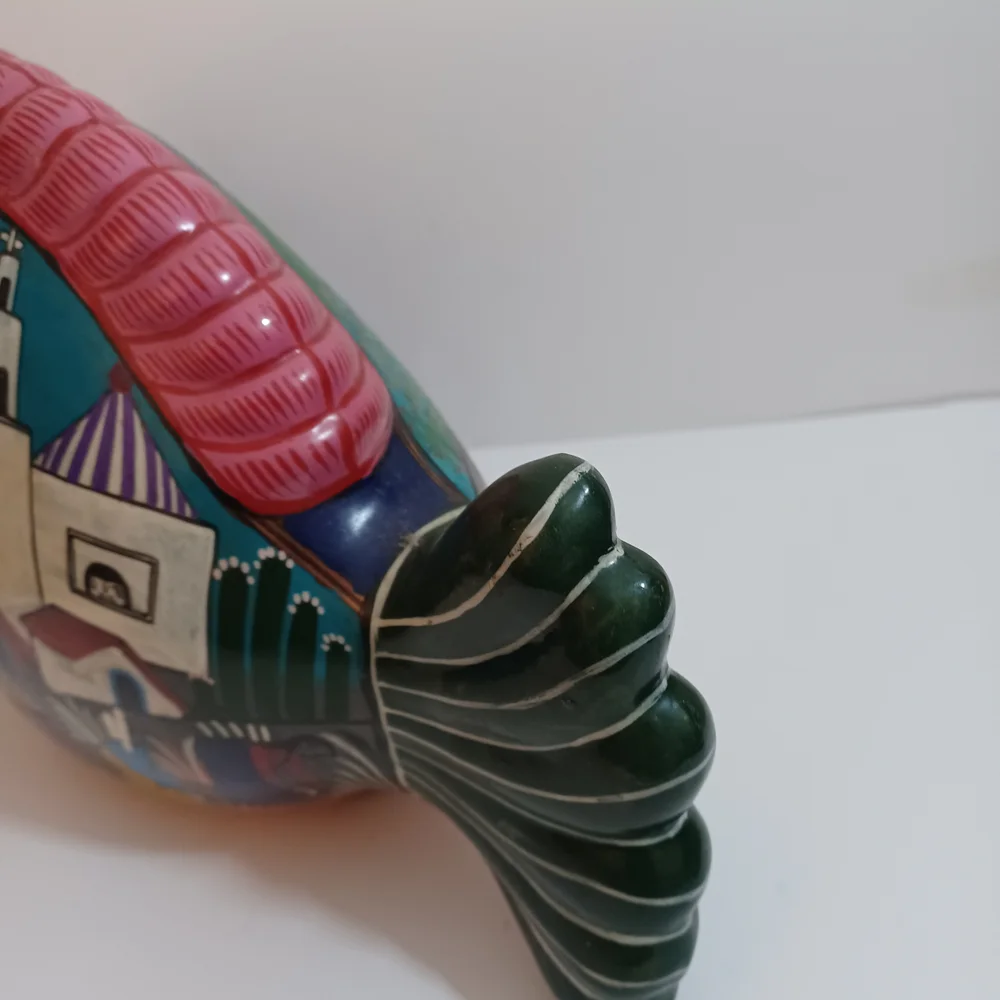 Handpainted Terracotta Mexican Folk Art Large Fish 15X9.5